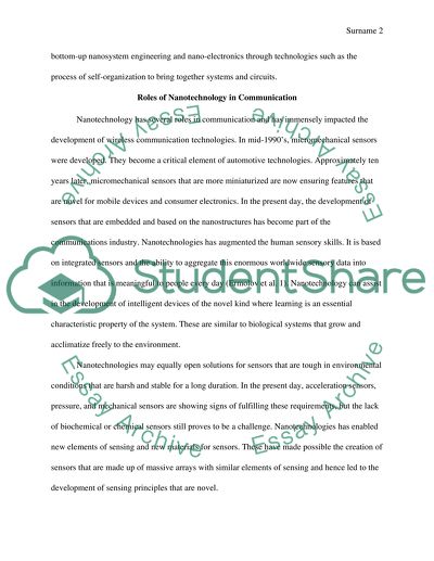 Roles of Nanotechnology in Communication