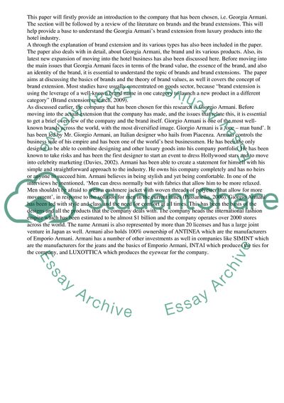 Giorgio Armanis Brand Diversification