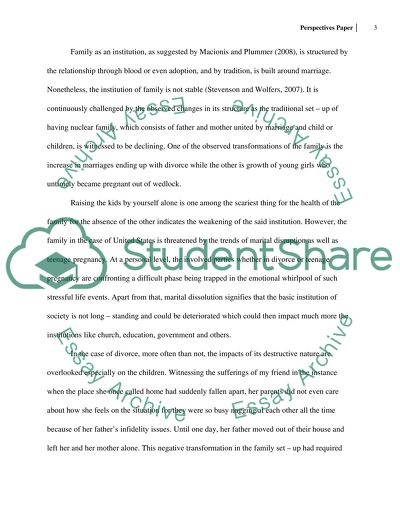 Perspectives Paper on the Health of Institution of the Family