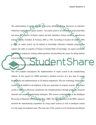 Case study on Expert Systems