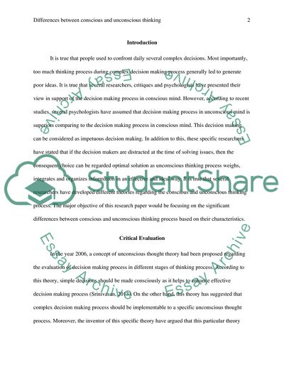 Differences between Conscious and Unconscious Thinking