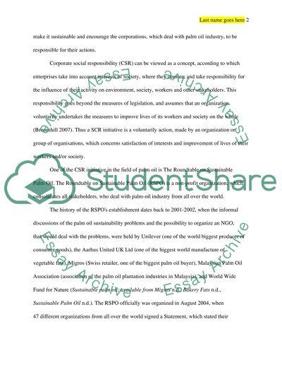 Unilevers participation in the Roundtable on Sustainable Palm Oil