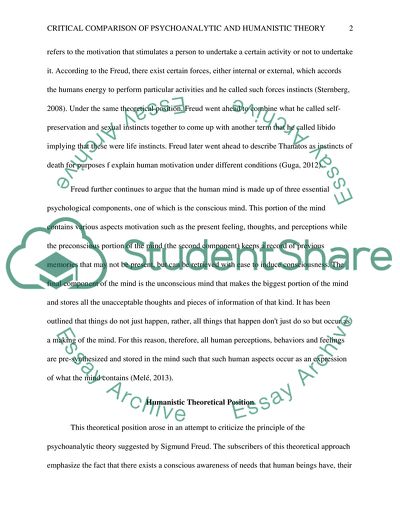 Psychoanalytic and Humanistic With Regard to Human Motivation