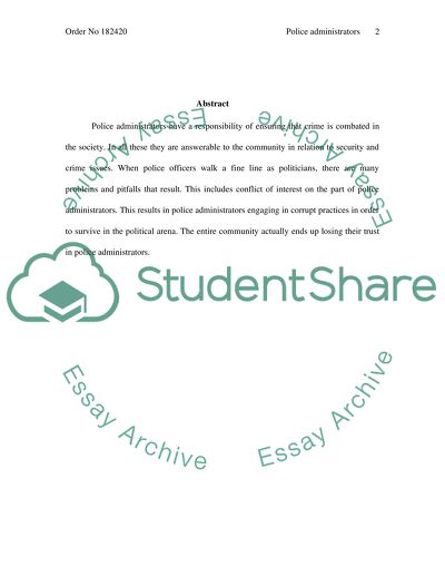 Police Administrators as Politicians