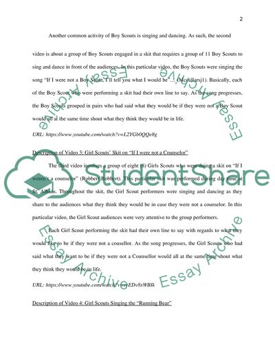 Compare the video in the youtube about the fieldwork for boy scouts and girl scouts