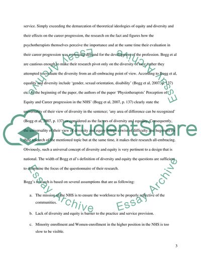 Physiotherapists Perceptions of Equity and Career Progression in the NHS