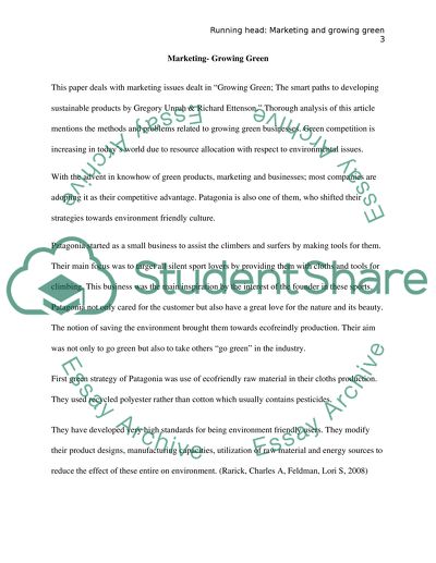 Marketing and Growing Green