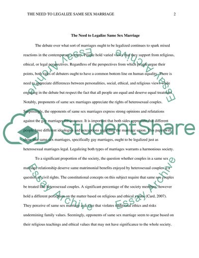 The Issues of Same-Sex Marriage and Moral Decay