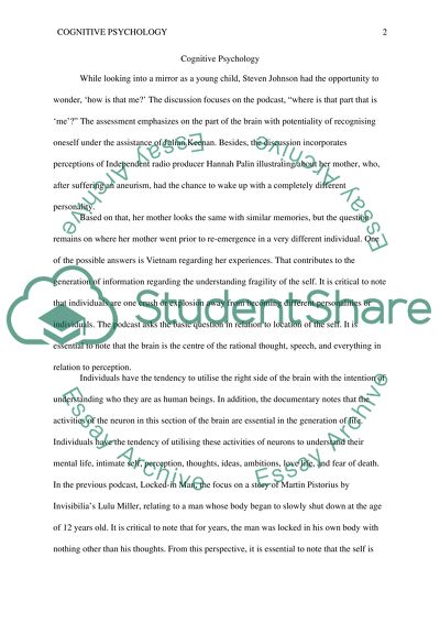 example essay cognitive psychology