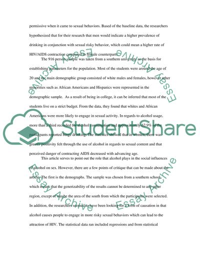 Alcohol Use and Sexual Risk Behavior Among College Students by Randolf, Torres, Lloyd, and McGarvey