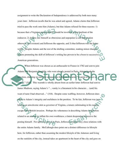 Impact of Thomas Jefferson on John Adams based on David McCulloughs bioigraphy