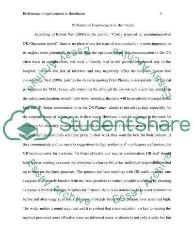 Performance Improvement in Healthcare