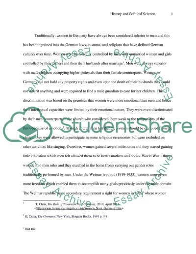 History and Political Science. Examine the roles of men and women in fascist Germany