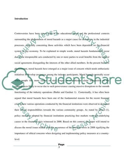 Moral Hazard and the Financial Crisis