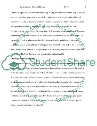 Social Security Reform Platform