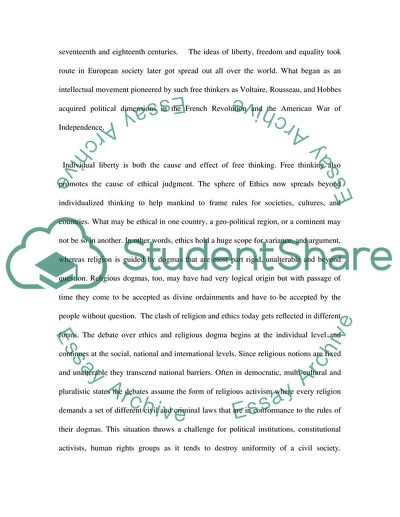 The relationship between Religion and Ethics in todays World