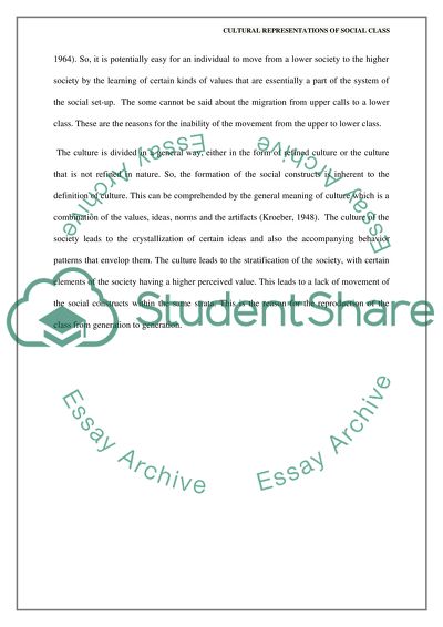 Cultural Representations of Social Class