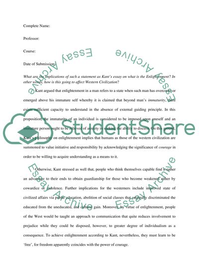 The Implications of Kants Essay on What is the Enlightenment