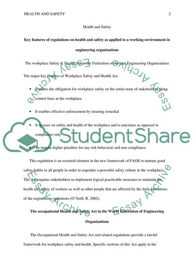 Health and Safety in Working Environment