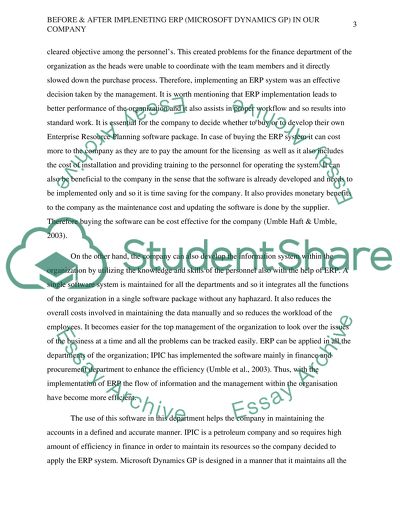 Before & after Implementing Enterprise Resource Planning