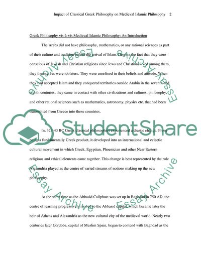 Impact of Classical Greek Philosophy on Medieval Islamic Philosophy