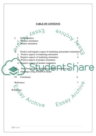 Marketing Orientation and Product Orientation
