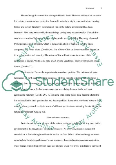 Human impact on the natural enviornment