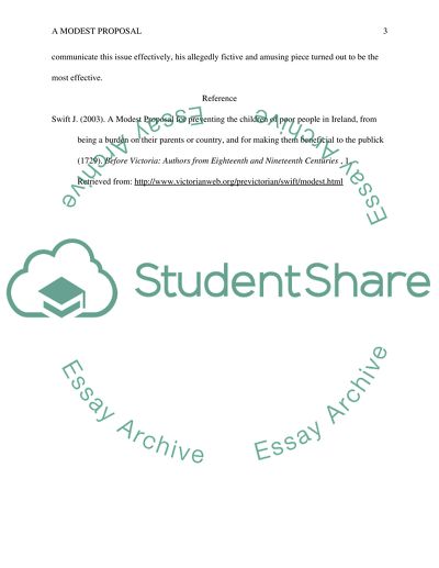 Jonathan Swifts A Modest Proposal - Preventing the Children From Burden on Their Parents or Country