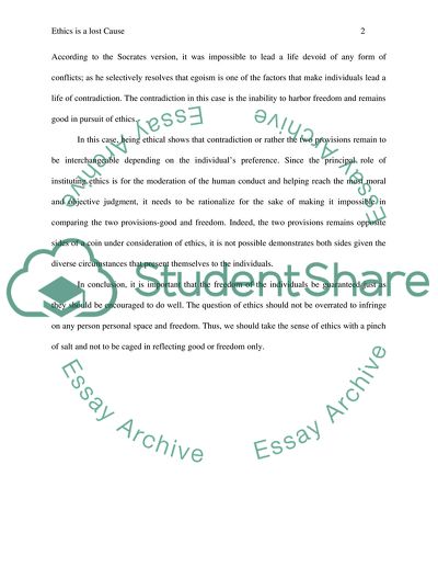 Ethics as a Lost of Cause