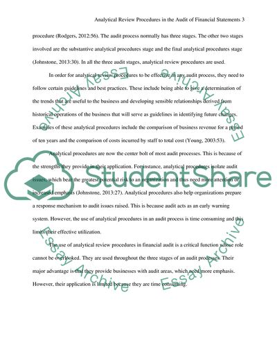 Explaining the role of Analytical Review Procedures in the audit of financial statements