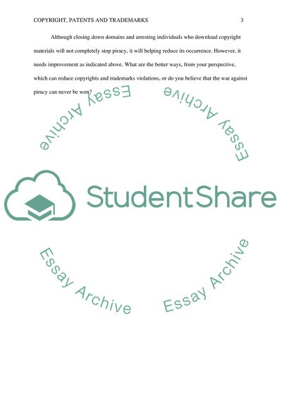 Copyright, Patents and Trademarks