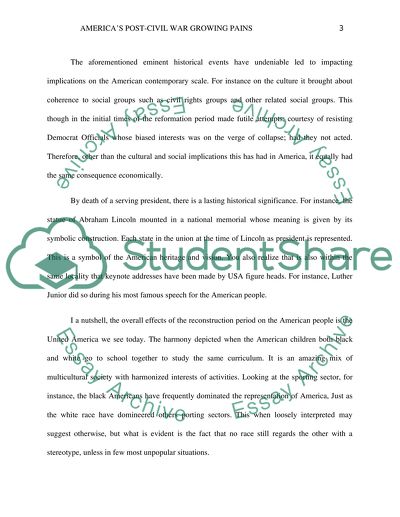 Assignment 1: Americas Post-Civil War Growing Pains