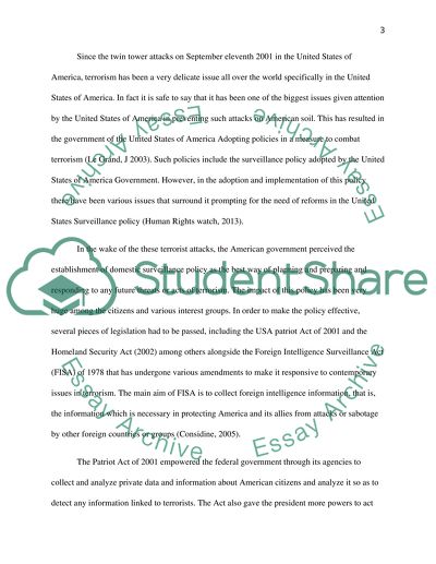 United States of America Policy on Surveillance