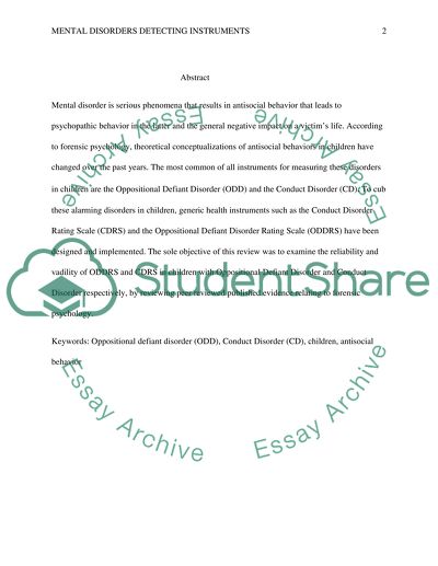 Children Mental Disorders Detecting Instruments