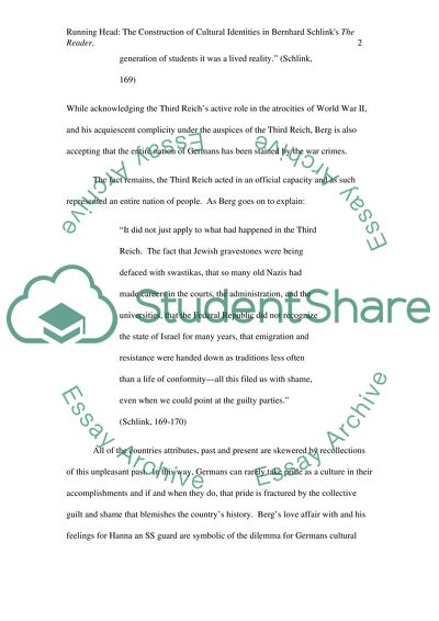 The Construction of Cultural Identities in Bernhard Schlinks The Reader