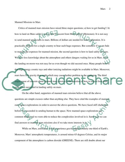 Human settlement on mars essay picture