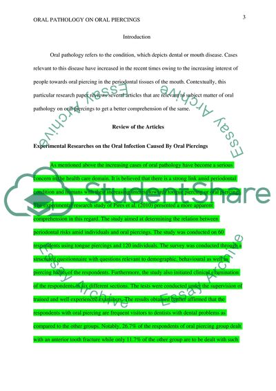 Oral Pathology on Oral Piercings