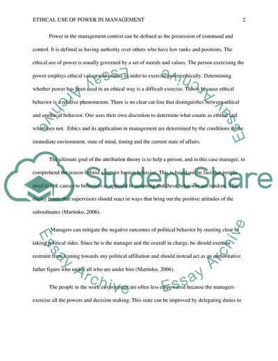Ethical Use of Power in Management