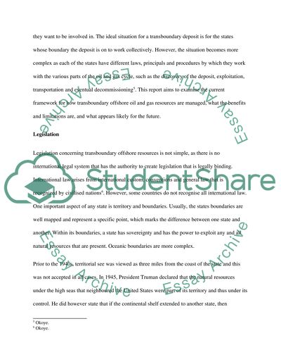 Framework for the Development of Transboundary Offshore Oil and Gas Resources in Neighbouring States