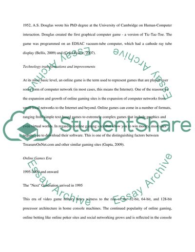 History of online Vidoe Games