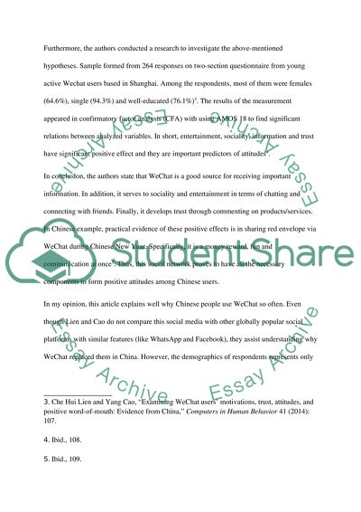 Examining WeChat users Article Review