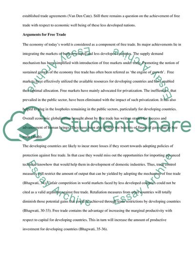 Arguments for and against Free Trade for Developing Countries