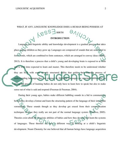 What, If Any, Linguistic Knowledge Does a Human Being Possess at Birth