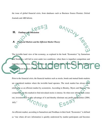 The Global Financial Crisis from the Financial Perspective