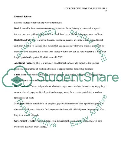 Sources of Funds for Businesses