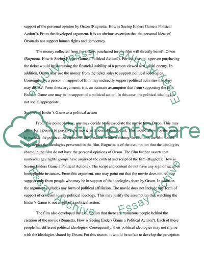 How is Seeing Enders Game a Political Action