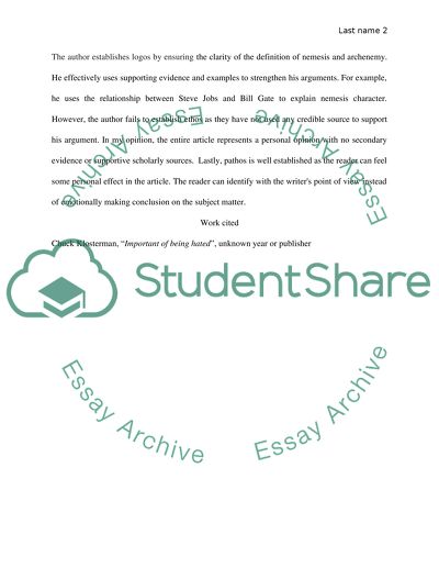 Response: Importance of being hated