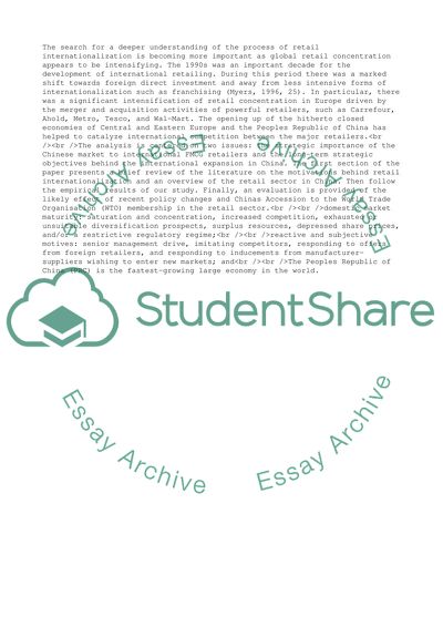 Retail Internationalisation Strategies