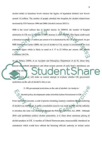 The UK Government Restrictions on the Sale of Alcohol
