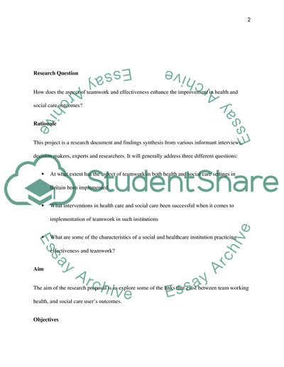 health and social care research proposal